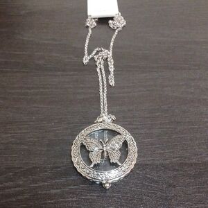 Intricate Silver Butterfly Pendant Necklace